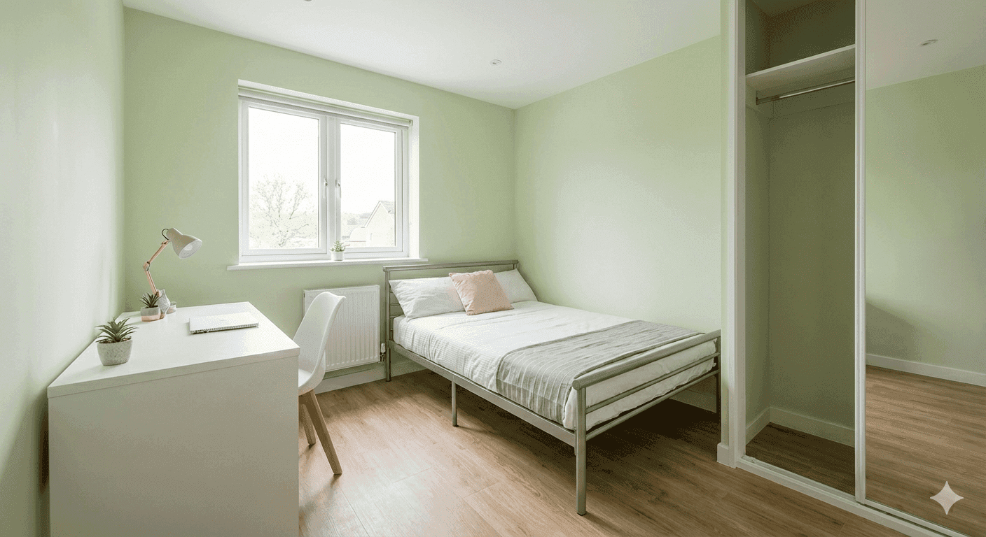 Modern Green-Themed Studio Apartment – 5 Mins from Warwick University